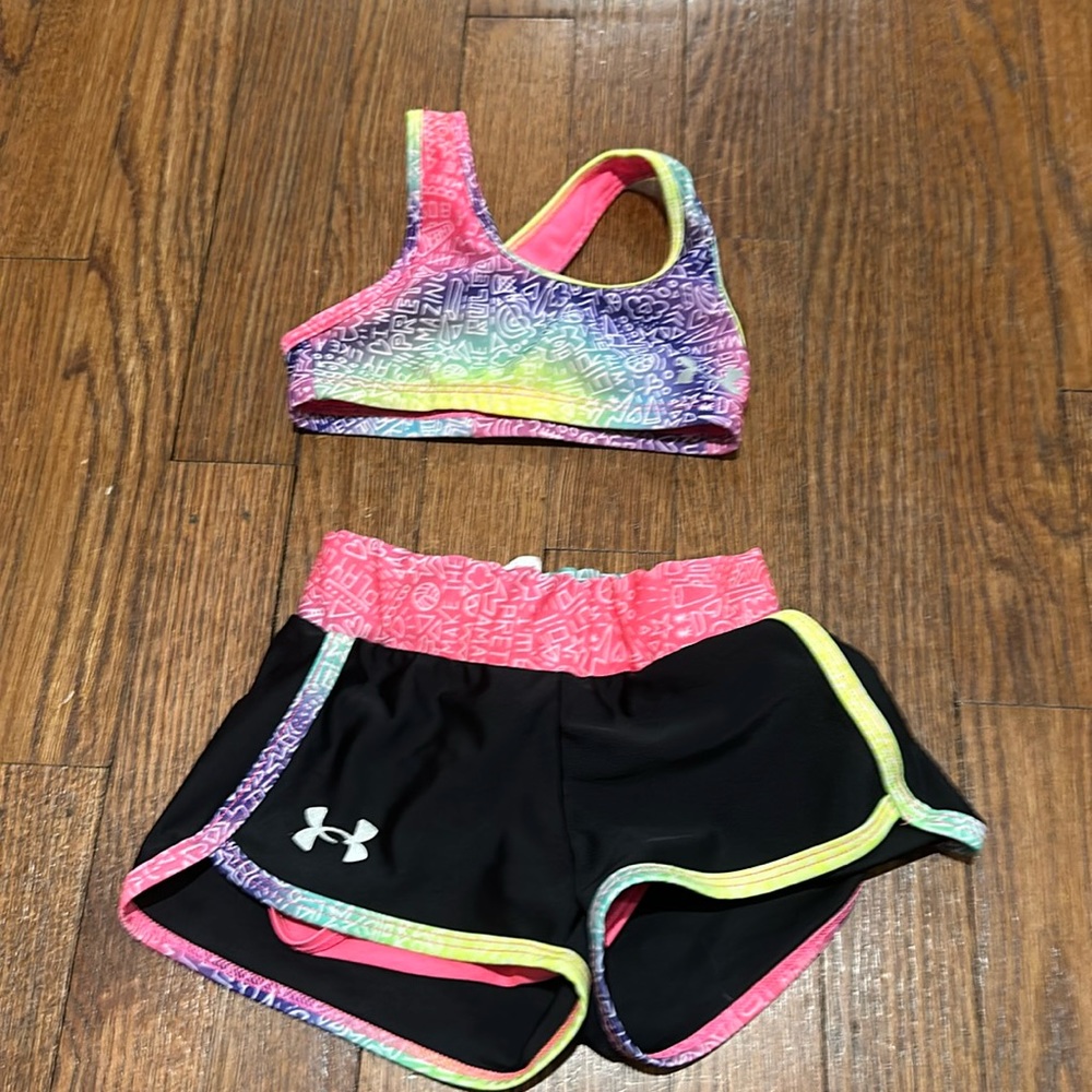 Under Armour shorts and sports bra